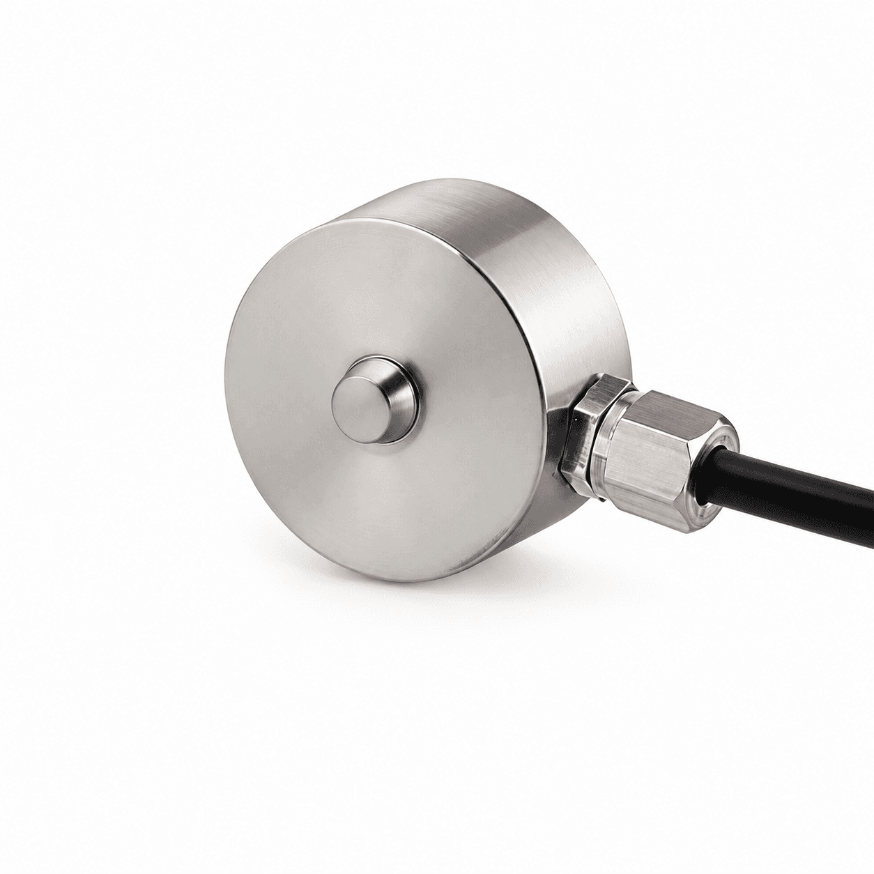 Round metal button small center contact right hexagonal cable gland.